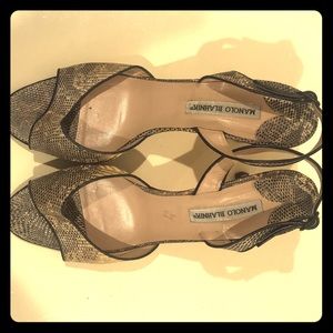 Manolo Blahnik lowslung snakeskin heels